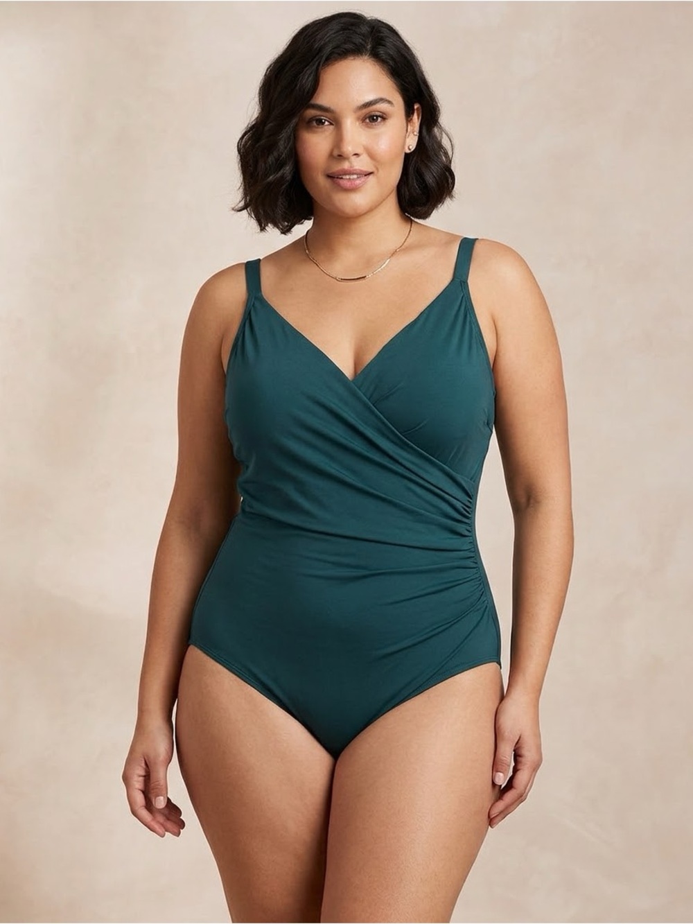 Jantzen Women's Deep Teal Draped Tank Bodysuit